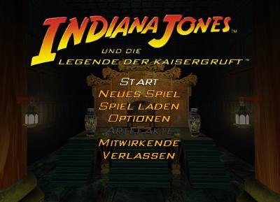 Startbildschirm von Indiana Jones und die Legenden der Kaisergruft